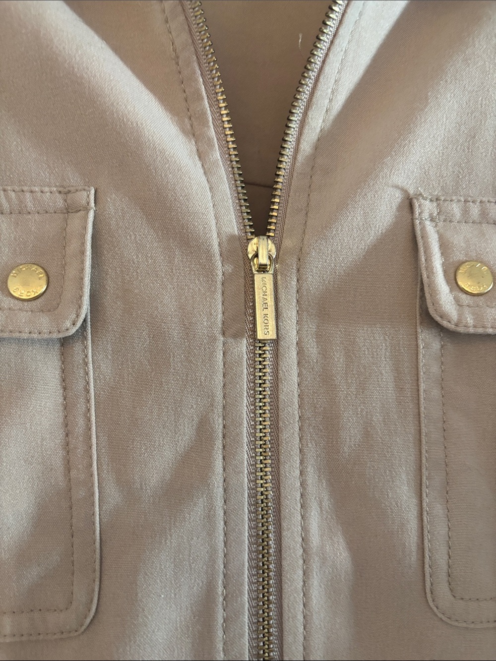 Michael Kors Khaki Utility Jacket Dress with Gold-Tone Hardware - Picture 3 of 5